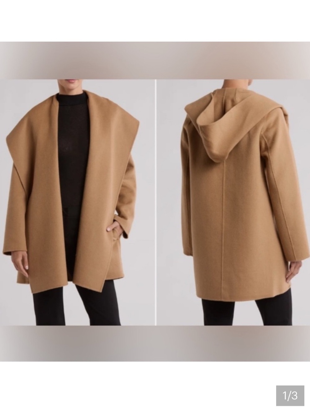 VINCE Wool Blend Coat In Dark Camel Women Small